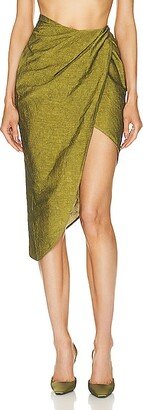 Paita Midi Weave Skirt in Olive