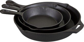 Pre-Seasoned Cast Iron Frying Pans - 3 Piece Set