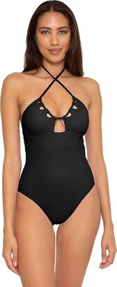 Pucker Up Candice Textured Pucker Multi Way Bra One-Piece (Black) Women's Swimsuits One Piece