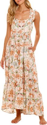 Mika Peach Jungle Linen Nightgown