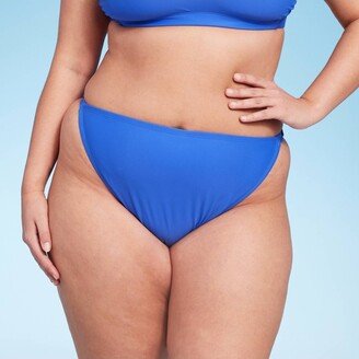 Women' High Leg Low-Rie Cheeky Bikini Bottom Cobalt Blue 2X