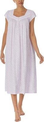 Women's Cotton Jersey Cap-Sleeve Nightgown - Pink/bud