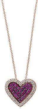 Certified Ruby & Diamond Heart Pendant Necklace in 14K Rose Gold, 18 - 100% Exclusive