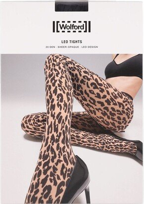 Leopard print mesh tights