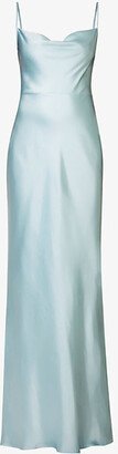 Pretty Lavish Womens Ice Blue Keisha Cowl-neck Satin Bridesmaid Dress