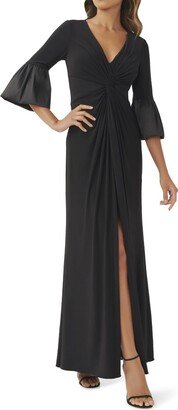 Womens Front Twist Maxi Evening Dress