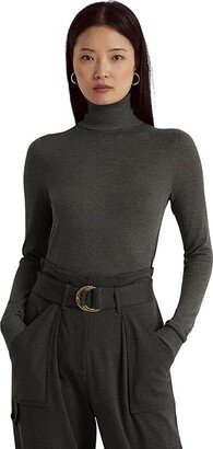 Silk-Blend Turtleneck (Modern Grey Heather) Women's Clothing