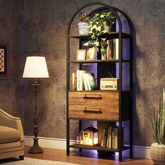 Bluebell Bookshelf with LED Light and Drawers, 70.8