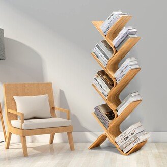 EPOWP 8-Tier Bamboo Tree Modern Bookshelf, Creative Curved Standing Bookcase Rack Book Storage Organizer Shelves,