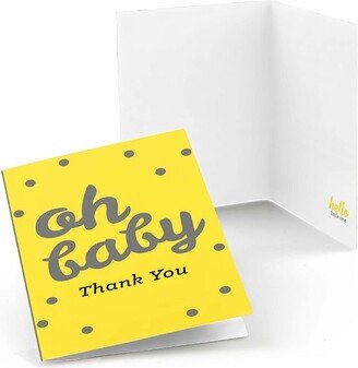 Big Dot of Happiness Hello Little One - Yellow and Gray - Neutral Baby Shower Thank You Cards (8 count)