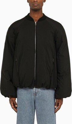 Black padded fabric bomber jacket