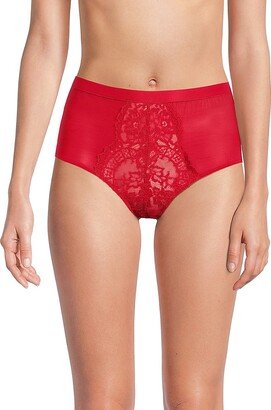 Lace Trim High Waist Briefs