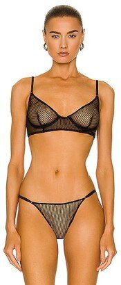 Striped Lace Demi Bra in Black