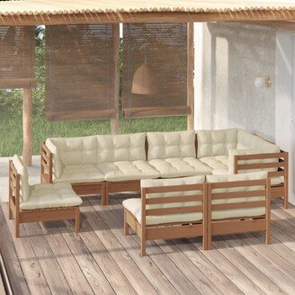 9 Piece Patio Lounge Set with Cushions Solid Pinewood - 25 x 25 x 24.6-AA