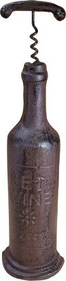 Cast Iron Wine Bottle Doorstop W/Corkscrew Handle