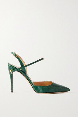 Vittorio 105 Lizard-effect Leather Slingback Pumps - Green