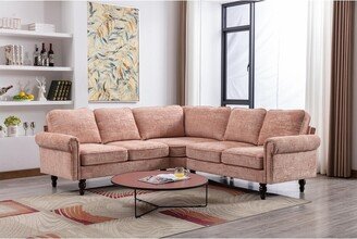 Calnod L-Shape Sectional Sofa Accent Living Room Sofa with Wood Legs-AB