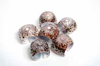 Tiger Cowrie Shell Napkin Holder Set