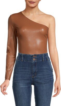 Faux Leather One Sleeve Bodysuit