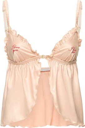 Embroidered satin babydoll