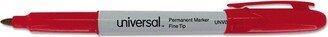 Universal Office UNIVERSAL Pen Style Permanent Markers Fine Point Red Dozen 07072