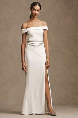 Daniella Off-The-Shoulder Stretch Crepe Maxi Gown