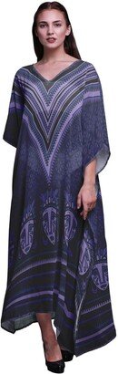 Phagun Tribal African Long Caftan Maxi Dress Beach Swimwear Cover up Womens Kaftan-4X-5X Dark Purple