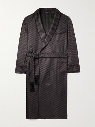 Polka-Dot Silk-Twill Robe