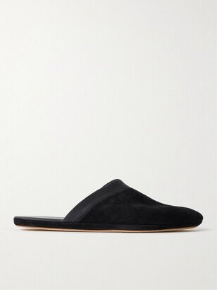 Knighton Leather-Trimmed Suede Slippers