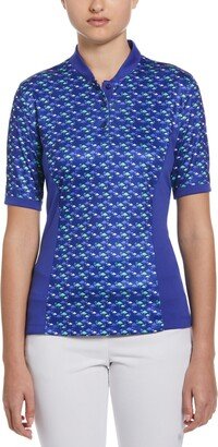 Pga Tour Women's Flamingo Print Half Sleeve Golf Polo Shirt