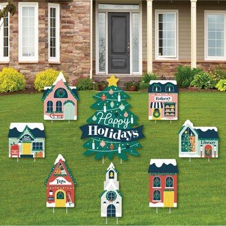 Big Dot Of Happiness Christmas Village - Outdoor Lawn Decor Holiday Winter Houses Yard Signs - 8 Ct