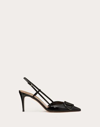 VLOGO SIGNATURE PATENT LEATHER SLINGBACK PUMP 80MM