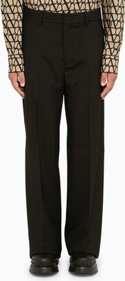 Regular black wool trousers-AC