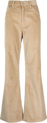 High-Waist Corduroy Flared Trousers-AA