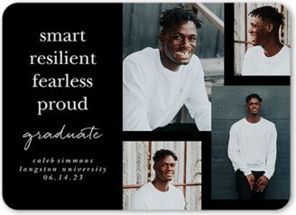 Graduation Announcements: Resilient Grad Graduation Announcement, Black, 5X7, Standard Smooth Cardstock, Rounded
