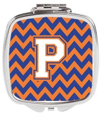 CJ1060-PSCM Letter P Chevron Blue & Orange No.3 Compact Mirror