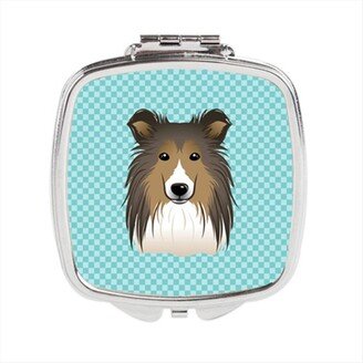 Awesome Apparel Checkerboard Blue Sheltie Compact Mirror, 2.75 x 3 x .3 In.