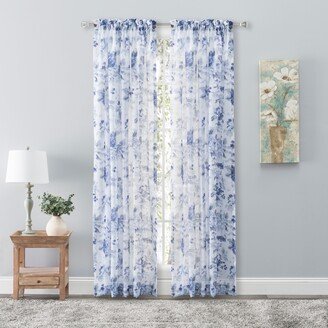 Whimsical Semi-Sheer Floral Rod Pocket Curtain Panel 54