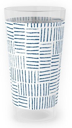 Outdoor Pint Glasses: Herringbone String - White & Classic Blue Outdoor Pint Glass, Blue