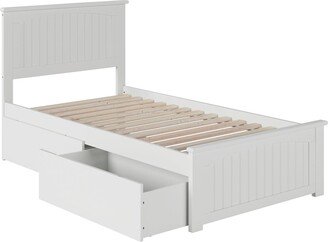 AFI Nantucket Twin XL Platform Bed with Matching Foot Board with 2 Urban Bed Drawers in White