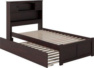 AFI Newport Twin Platform Bed with Footboard and Twin Trundle in Espresso