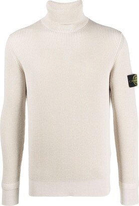 Compass-patch ribbed-knit jumper