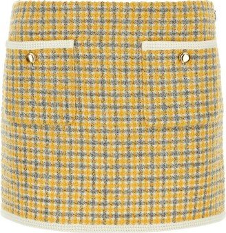 Bouclé Check-Pattern High-Waist Mini Skirt