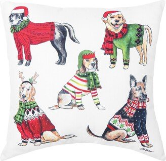 Dog Christmas Indoor and Outdoor Throw Pillow