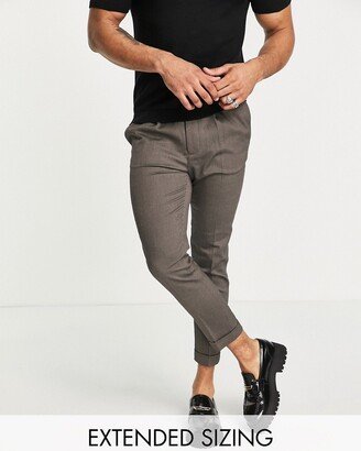 tapered smart pants in textured camel with turn up