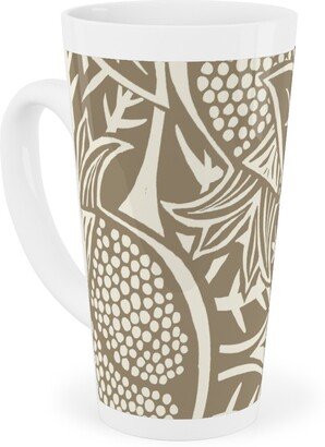 Mugs: Pomegranate Block Print - Neutral Tall Latte Mug, 17Oz, Brown