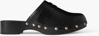 Studded leather clogs