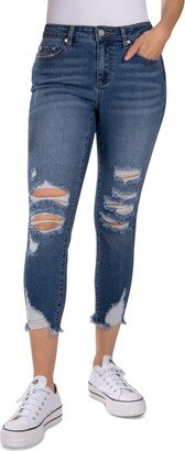 Juniors' Mid-Rise Cropped Distress Jeans