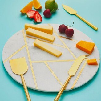 GAURI KOHLI Infinia Marble Cheese Board With Gold Knives