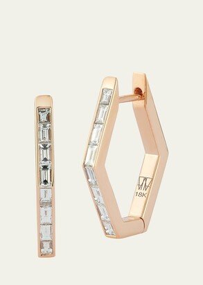 Walters Faith Quentin 18K Rose Gold Baguette Diamond Hexagon Hoop Earrings